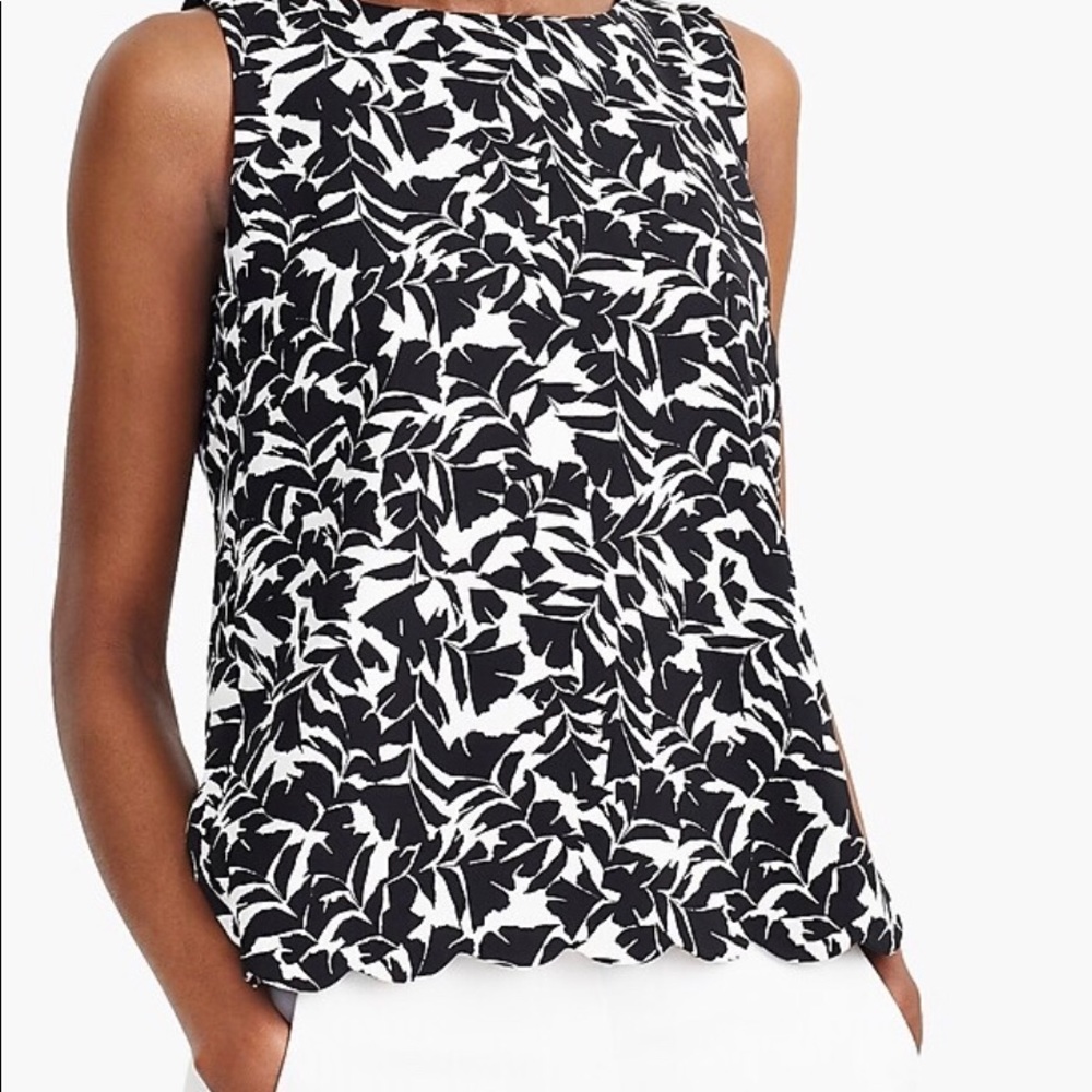 J Crew  scalloped hem top with overlapped back